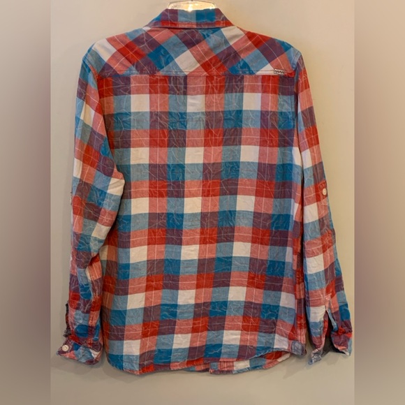 BILLIBONG Men's Red and Blue Plaid Shirt - Picture 7 of 8